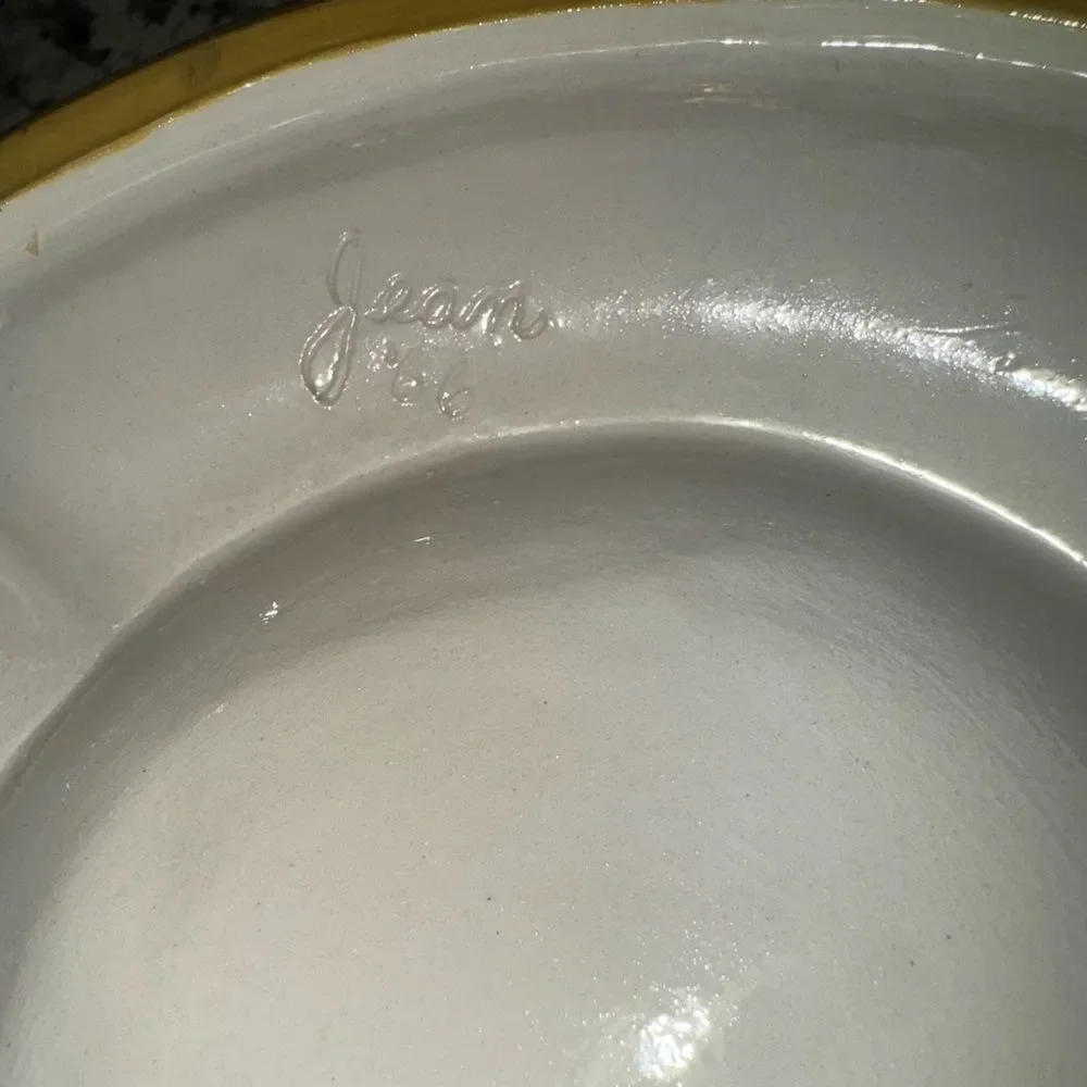 Homemade 1966 vintage ceramic cheese server with mouse topper lid